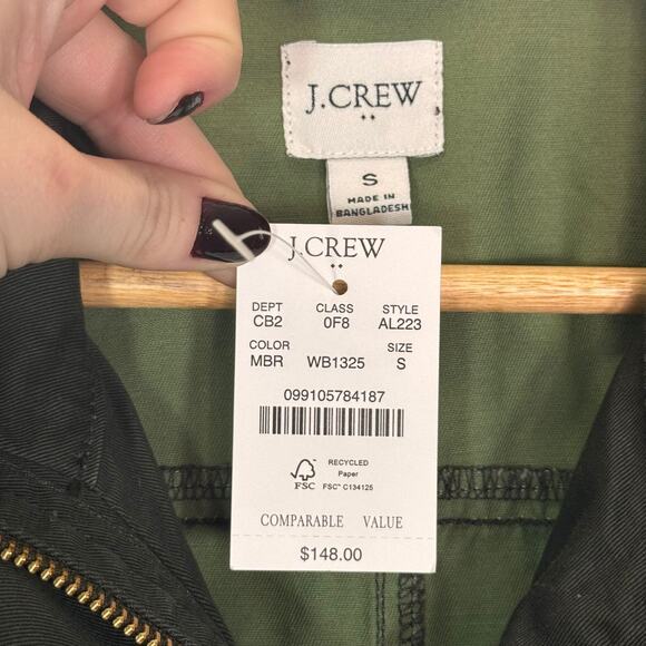 NWT J.Crew Womens Field Jacket Army Green Resin Coated Utility Streetwear Sz S - Picture 9 of 9